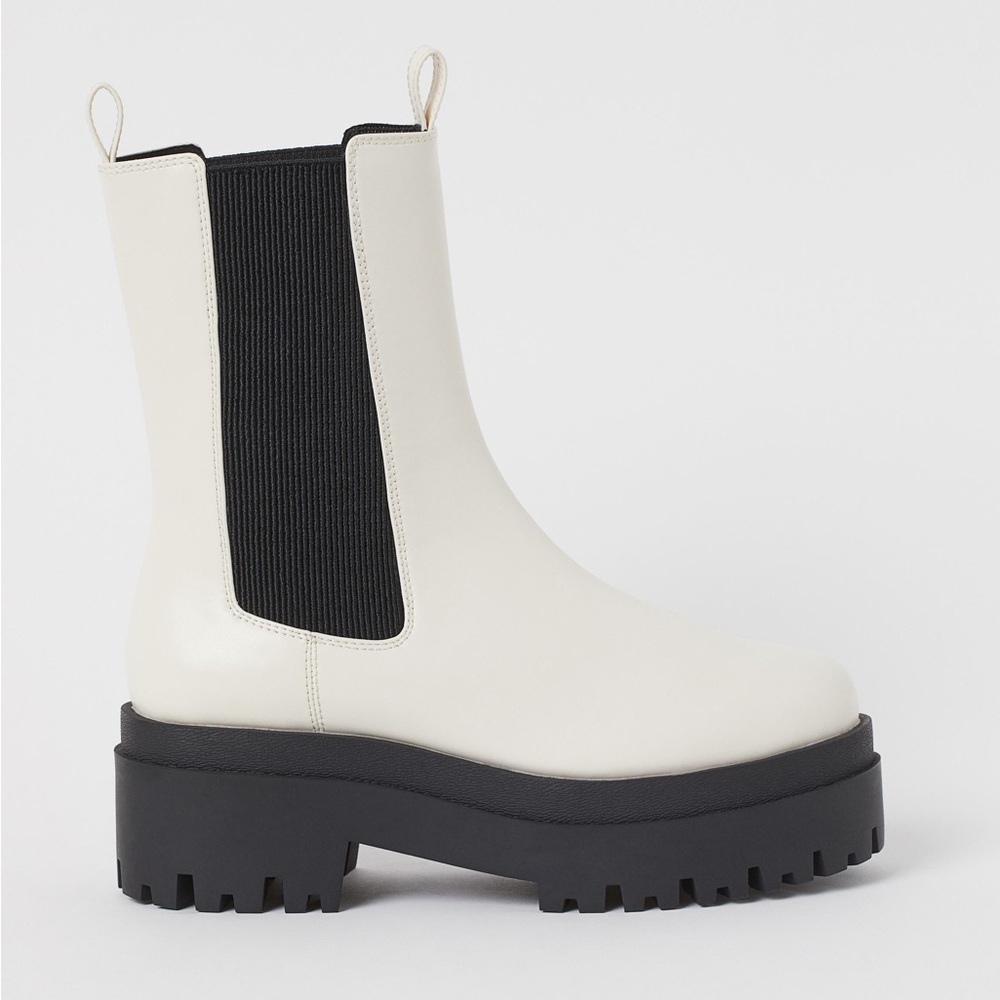 H&M lugged white Chelsea platform boots